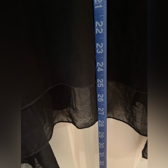 Black pebble and stone sz S cardigan with flowy scarf like trim - Picture 3 of 9